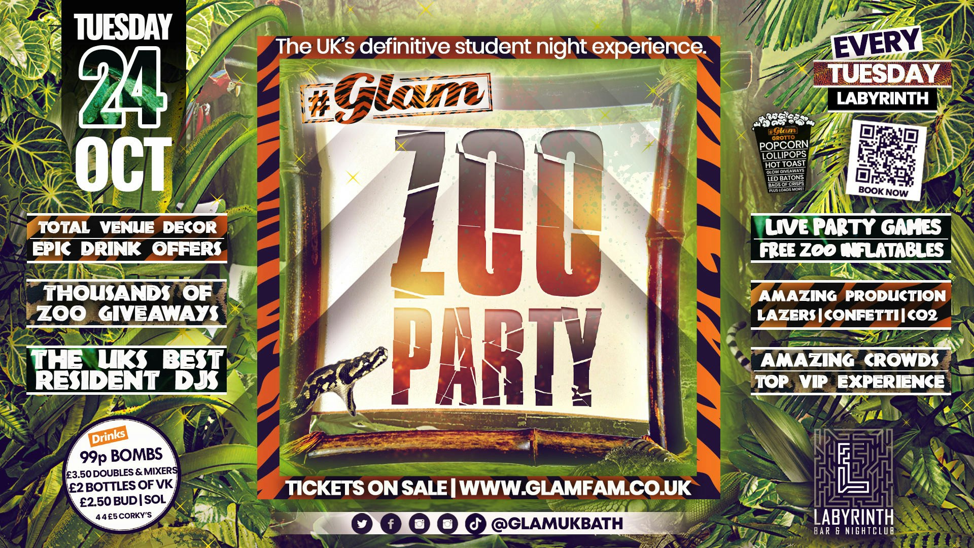 🐾 TONIGHT 🐾 Glam Bath – 🐾Zoo Project🐾 Bath’s Best Student Events!