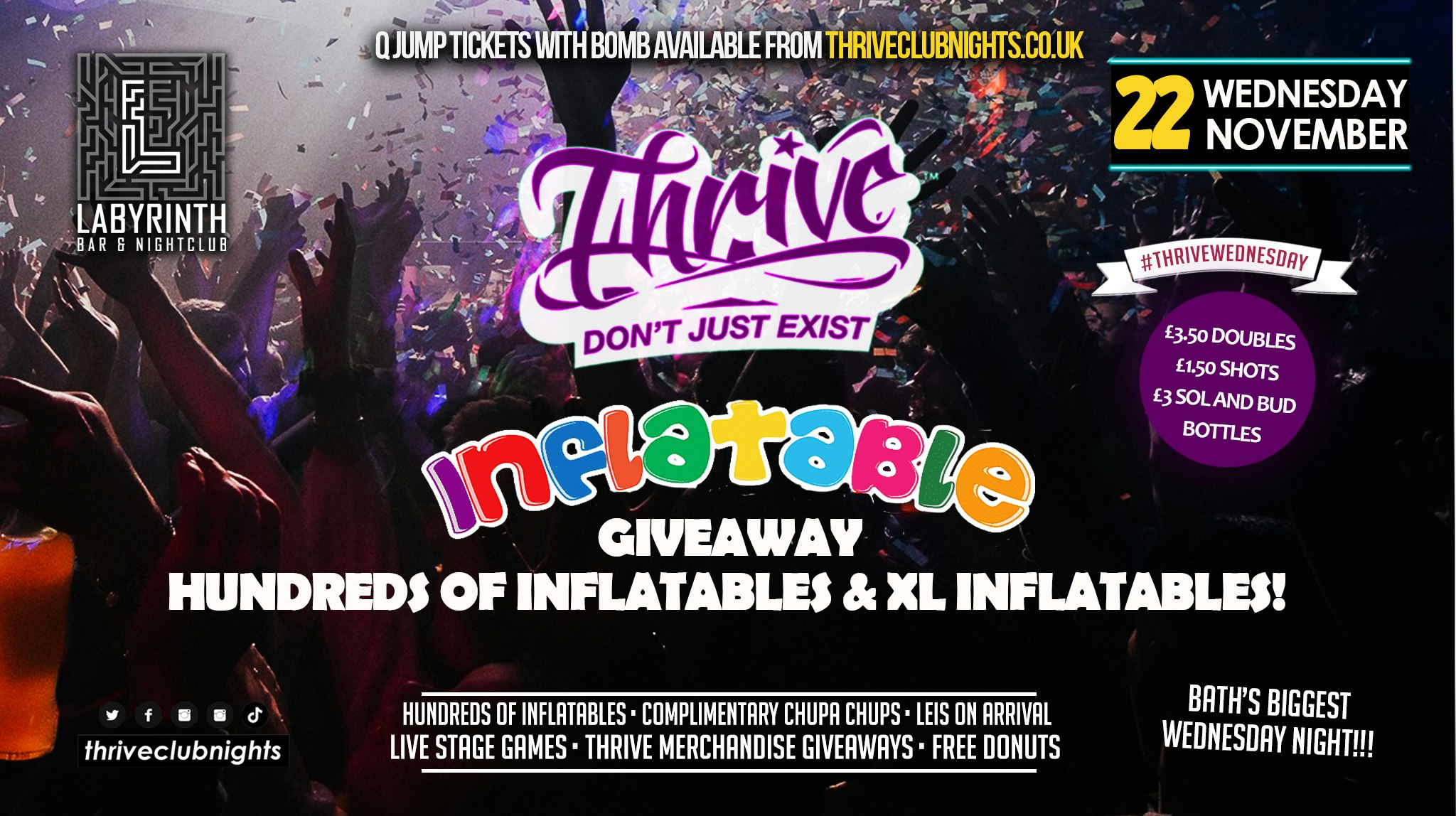 TONIGHT 🥰 Thrive Wednesdays – Inflatables Takeover – Bath’s Biggest Wednesday Night!