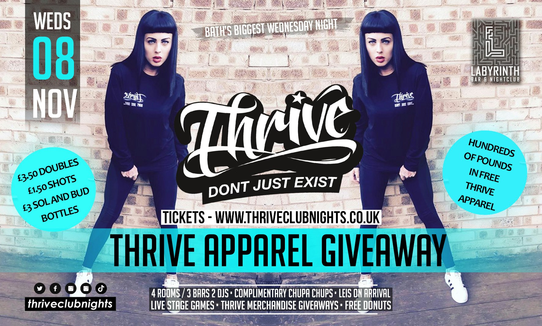 Thrive Wednesdays – Thrive Apparel Giveaway – Bath’s Biggest Wednesday Night!