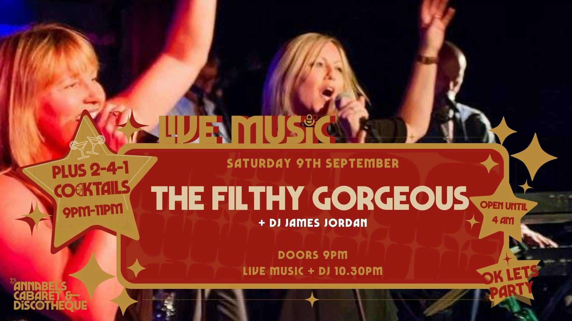 Live Music: THE FILTHY GORGEOUS // Annabel’s Cabaret & Discotheque