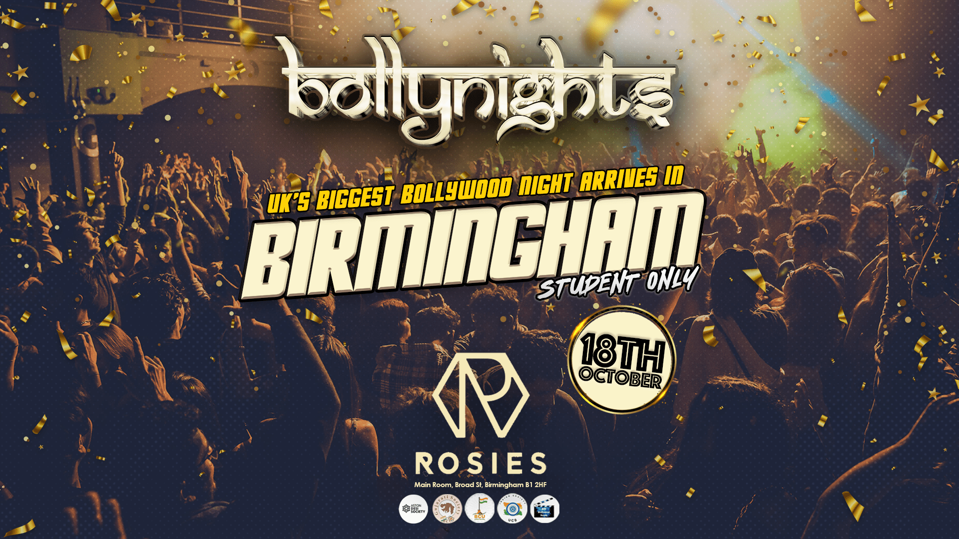 Bollynights Birmingham – Wednesday 18th October | Rosie’s