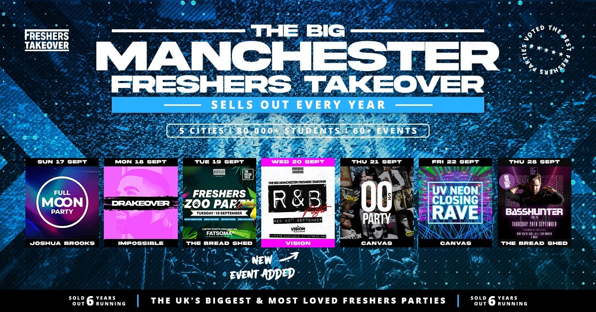 Manchester Freshers Week 2023 – The Big Freshers Takeover – The Big 7 Parties – INCLUDES BASSHUNTER