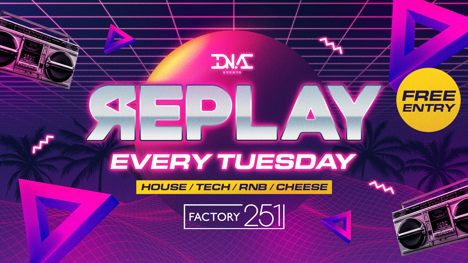 REPLAY TUESDAYS  – FREE ENTRY – OPENING AT 9:30PM 🥃🚀