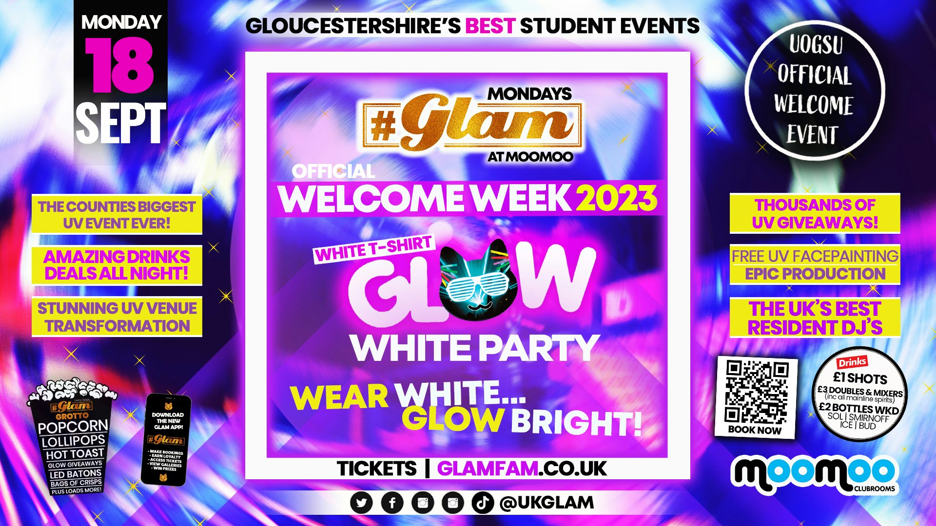 TONIGHT 🐾 Glam Mondays | UOG Official Welcome Week – UV GLOW RAVE!