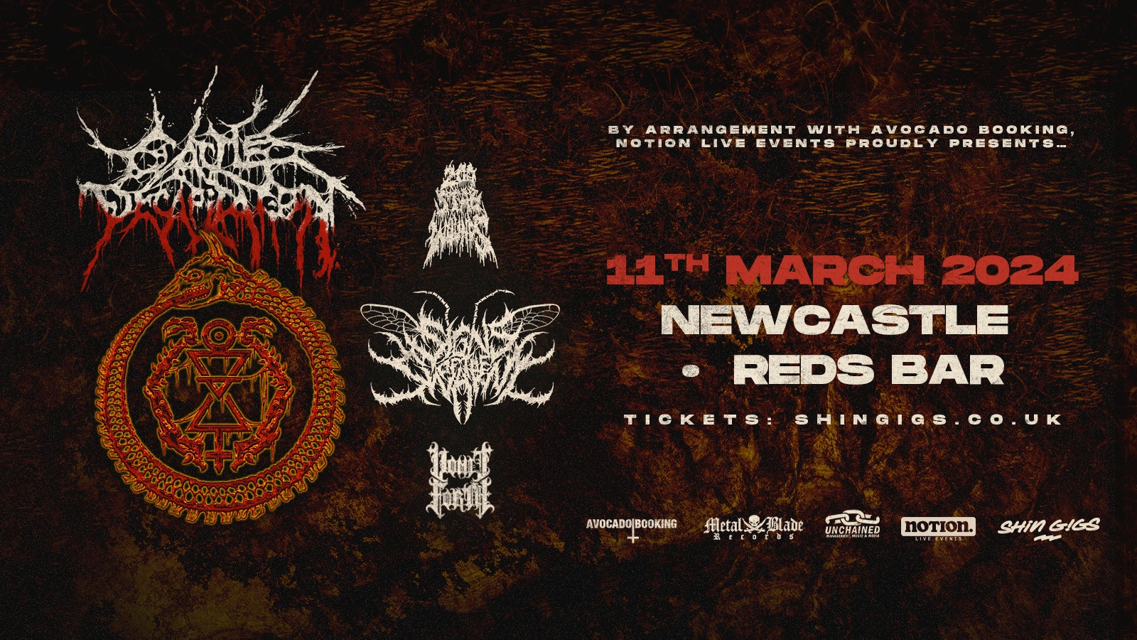 (SOLD OUT!) Cattle Decapitation + Signs of the Swarm, Vomit Forth & 200 Stab Wounds