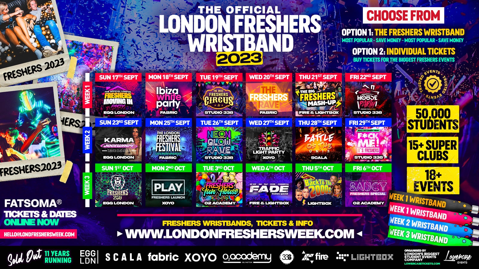 THE OFFICIAL LONDON FRESHERS WRISTBAND 2023 ⚠️ SOLD OUT THE LAST 11 YEARS ⚠️ ON SALE NOW ⚠️