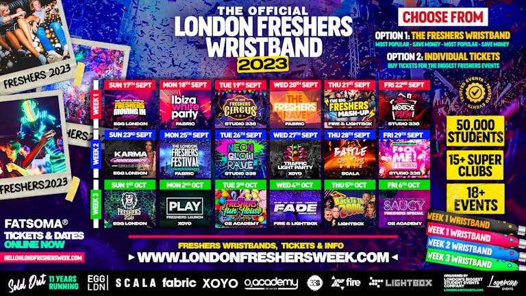 THE OFFICIAL LONDON FRESHERS WRISTBAND 2023 ⚠️ SOLD OUT THE LAST 11 YEARS ⚠️ 95% SOLD OUT ⚠️